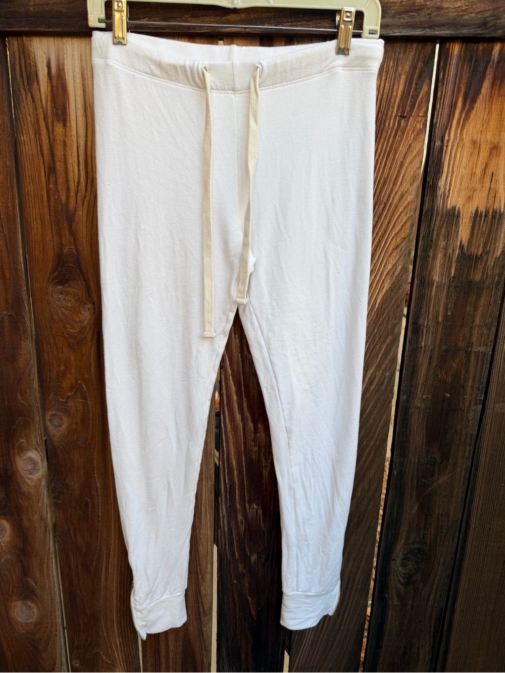 MONROW White Supersoft Fleece Zipper Ankle Joggers - Size XS